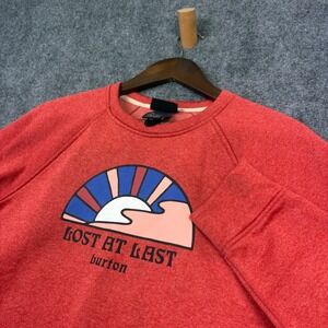 Burton Sweatshirt Mens Medium Red Lost At Last Graphic Raglan Pullover 0194
